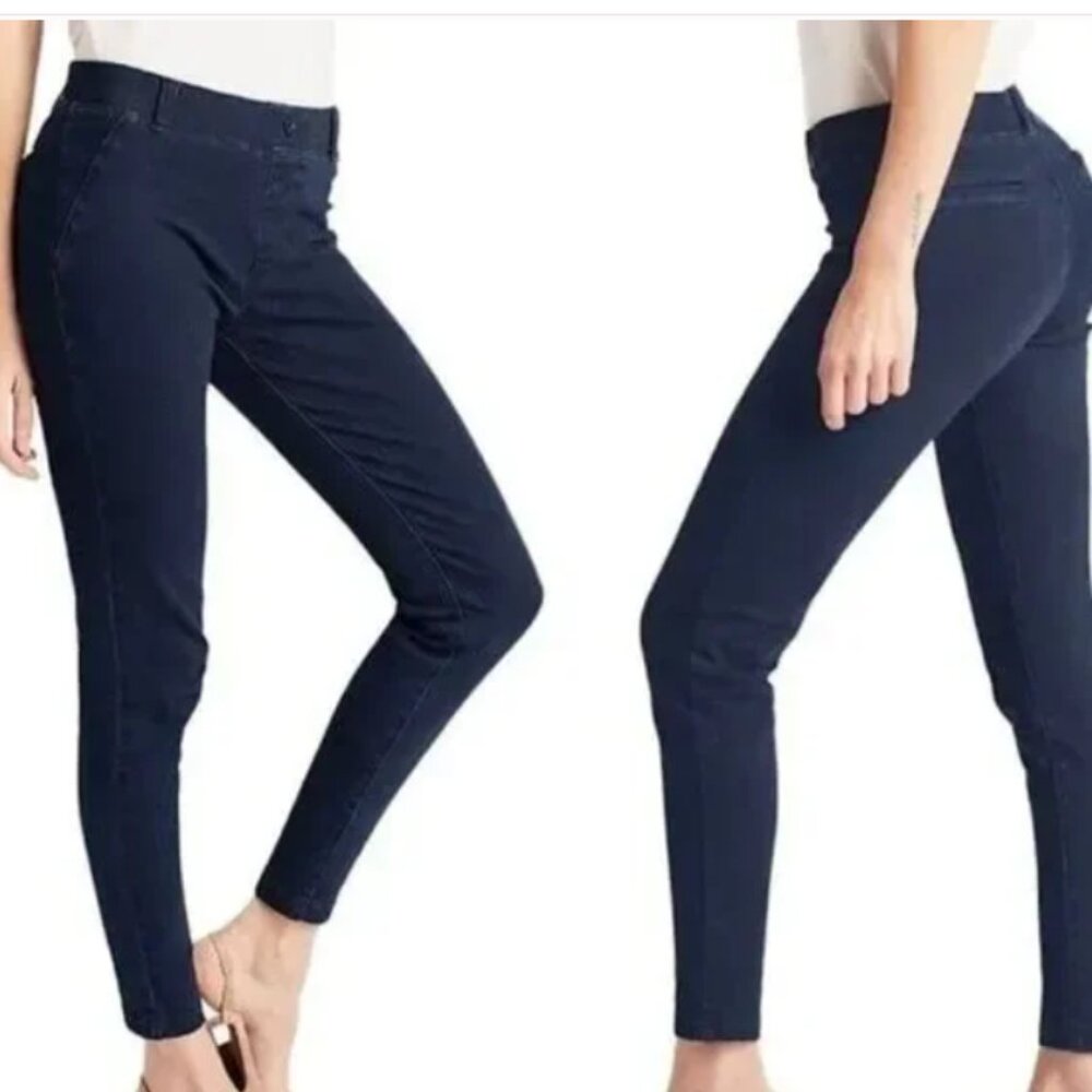 Betabrand Women's Blue Yoga Denim Pull On Stretch Skinny Ankle Jeans Size Large